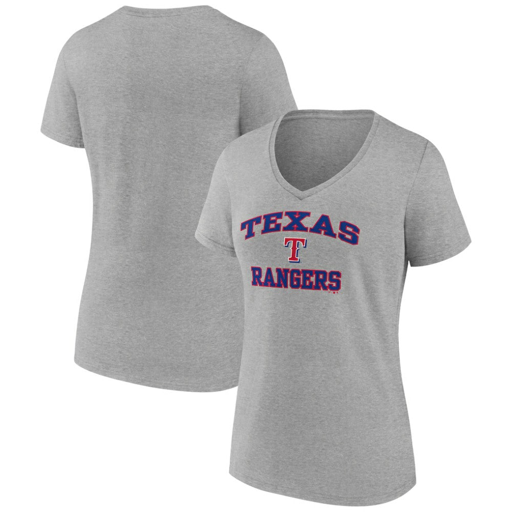 Texas Rangers Women's Heart and Soul V-Neck T-Shirt - Gray