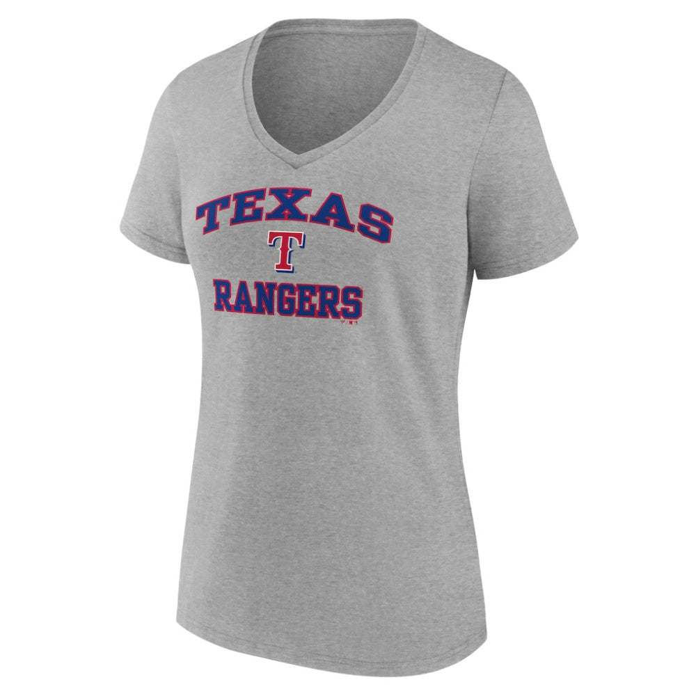 Texas Rangers Women's Heart and Soul V-Neck T-Shirt - Gray
