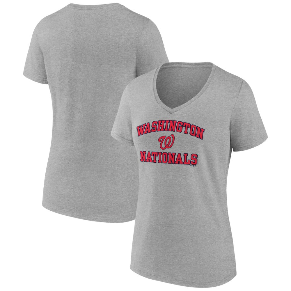 Washington Nationals Women's Heart and Soul V-Neck T-Shirt - Gray
