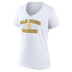 San Diego Padres Women's Heart and Soul V-Neck T-Shirt - White