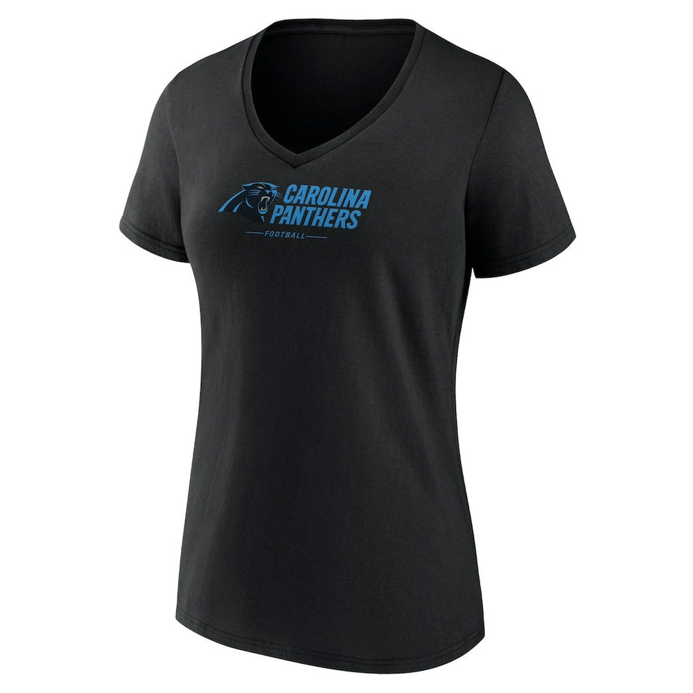 Carolina Panthers Women's Logo Team Lockup V-Neck T-Shirt - Black discount