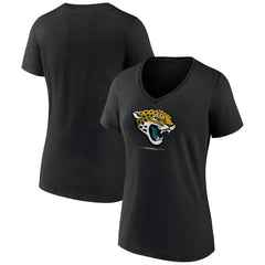Jacksonville Jaguars Women's Logo Team Lockup V-Neck T-Shirt - Black outlet
