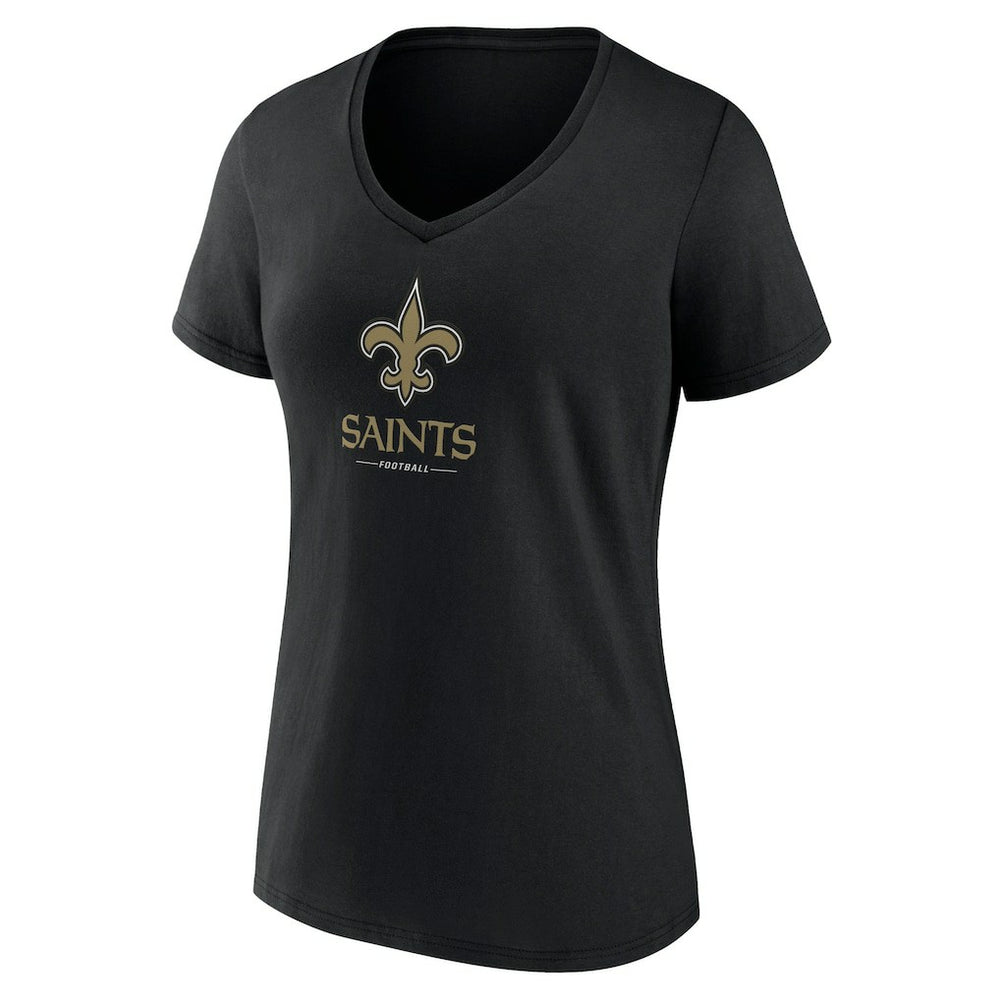 New Orleans Saints Women's Logo Team Lockup V-Neck T-Shirt - Black online