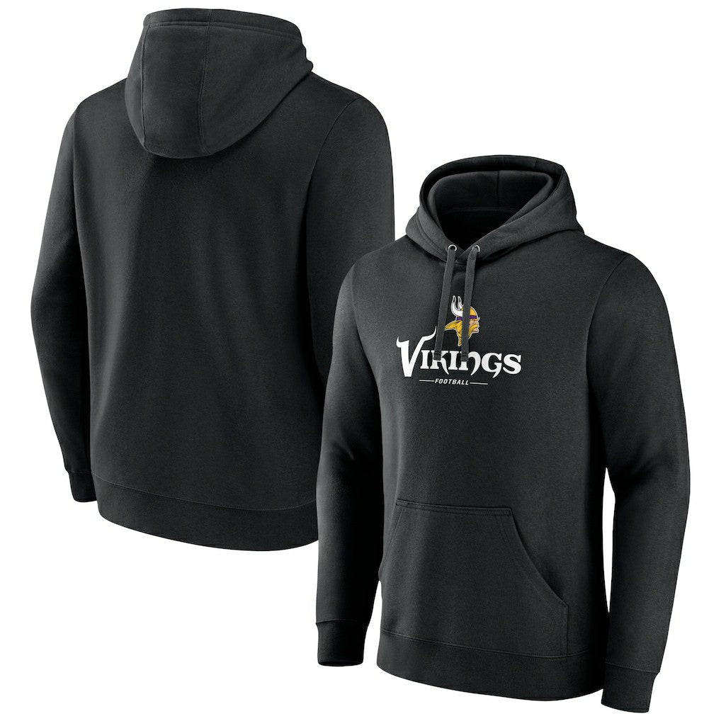 Minnesota Vikings Primary Logo Team Lockup Fitted Pullover Hoodie - Black sale