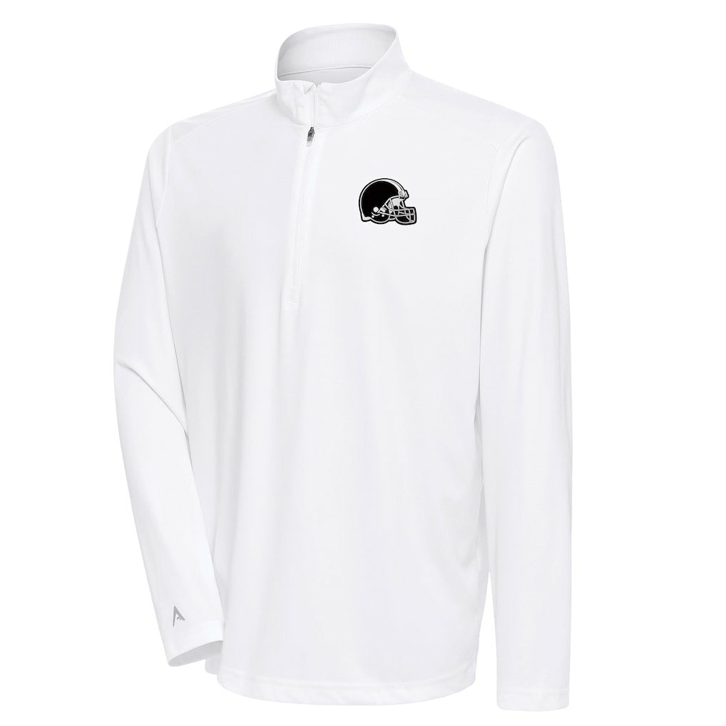 Cleveland Browns Antigua Metallic Logo Tribute Quarter-Zip Top - White outlet