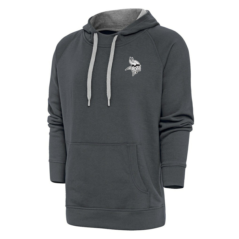 Minnesota Vikings Antigua Metallic Logo Victory Pullover Hoodie - Charcoal on sale