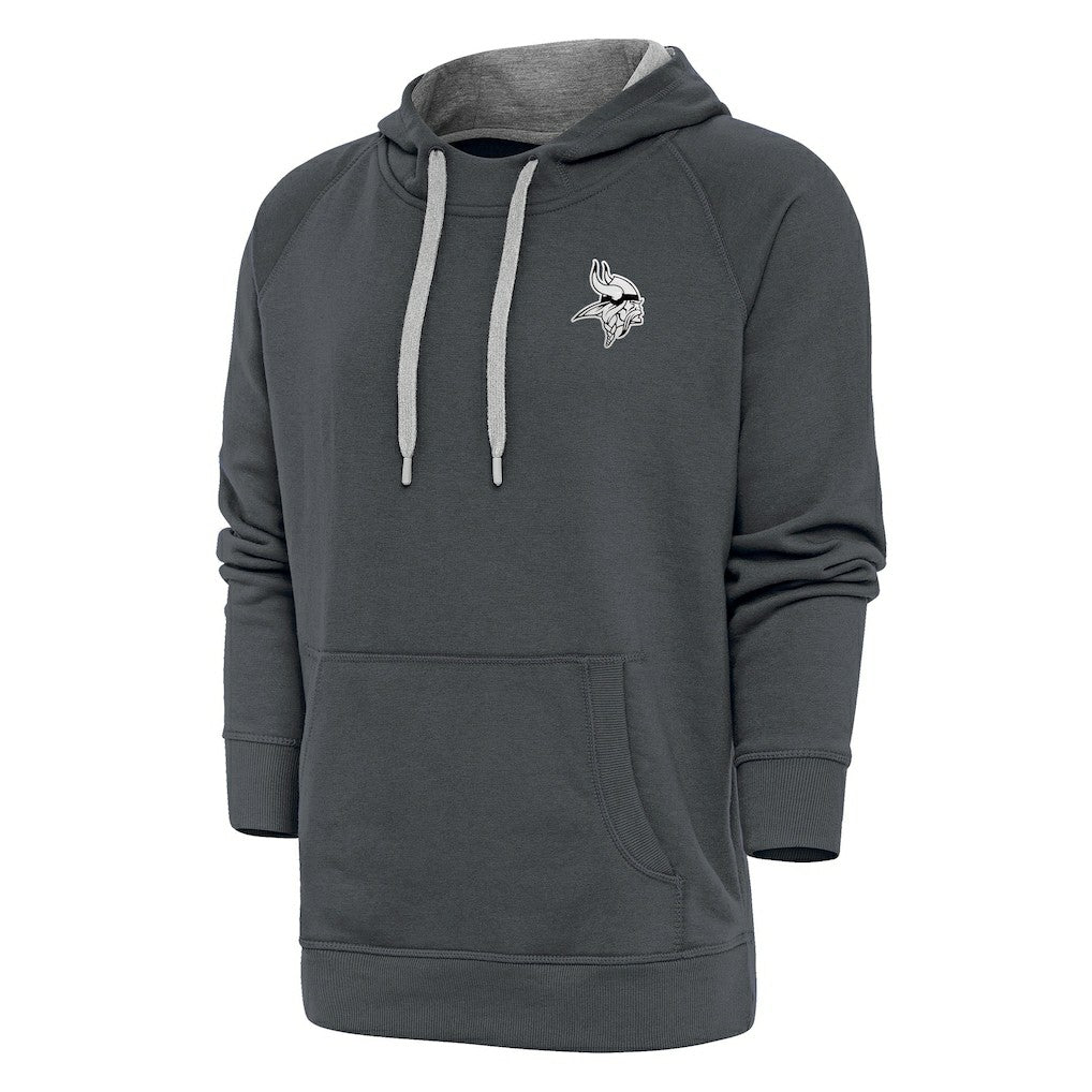 Minnesota Vikings Antigua Metallic Logo Victory Pullover Hoodie - Charcoal on sale