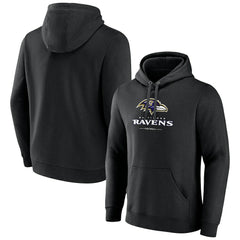Baltimore Ravens Logo Team Lockup Fitted Pullover Hoodie - Black cheap