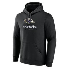 Baltimore Ravens Logo Team Lockup Fitted Pullover Hoodie - Black cheap