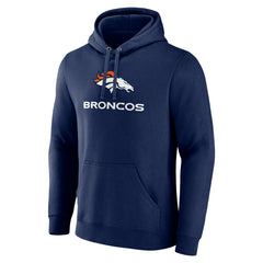 Denver Broncos Logo Team Lockup Fitted Pullover Hoodie - Navy on sale