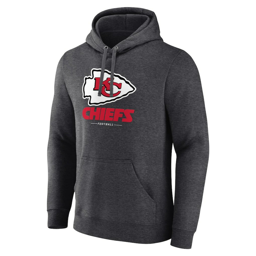 Kansas City Chiefs Logo Team Lockup Fitted Pullover Hoodie - Charcoal cheap