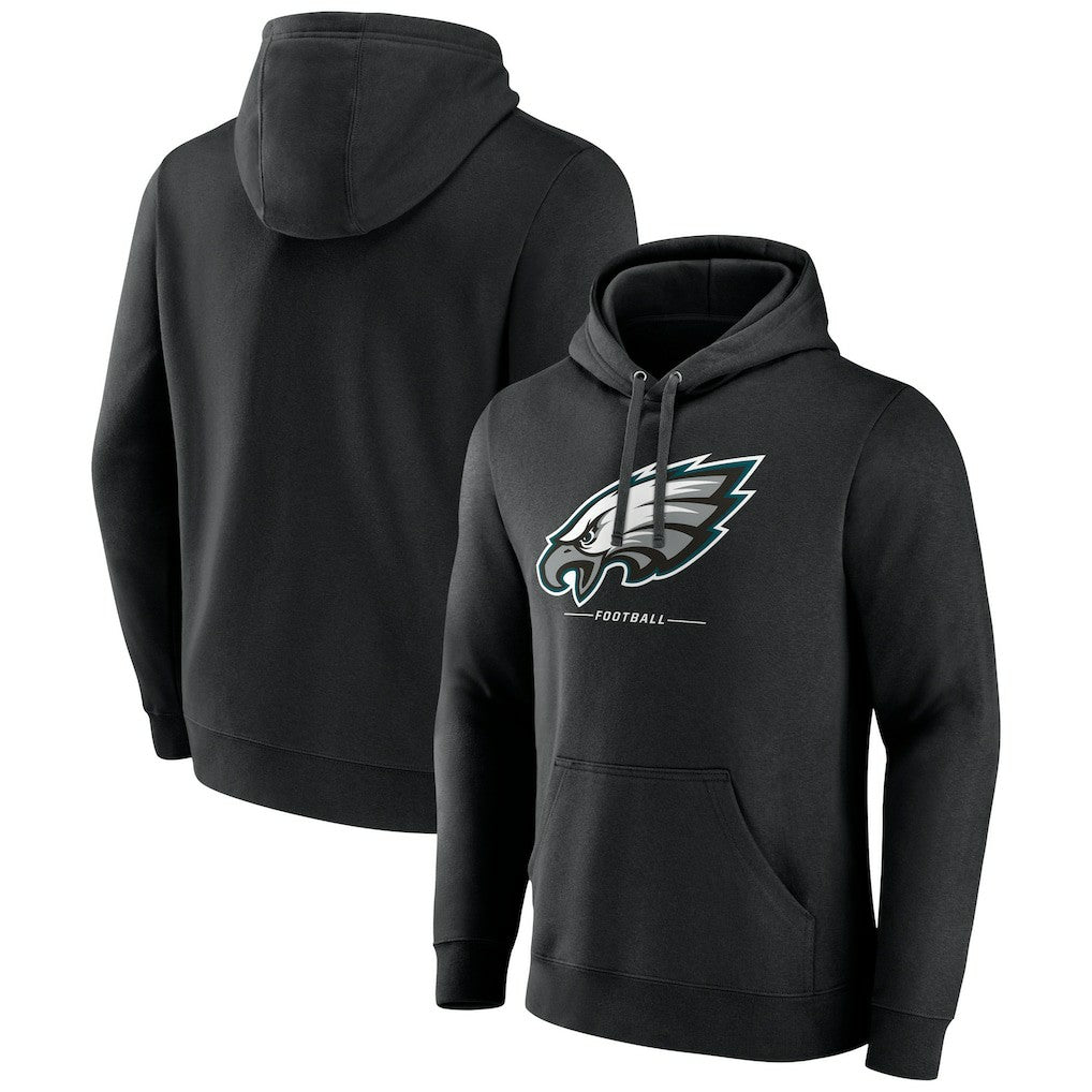 Philadelphia Eagles Logo Team Lockup Fitted Pullover Hoodie - Black for sale