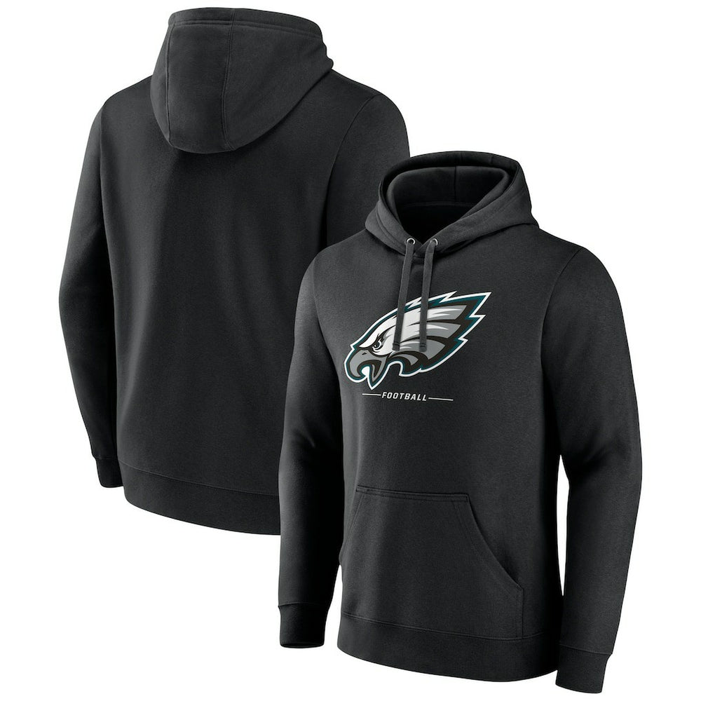 Philadelphia Eagles Logo Team Lockup Fitted Pullover Hoodie - Black for sale