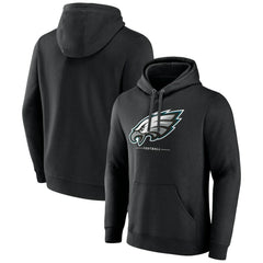 Philadelphia Eagles Logo Team Lockup Fitted Pullover Hoodie - Black for sale