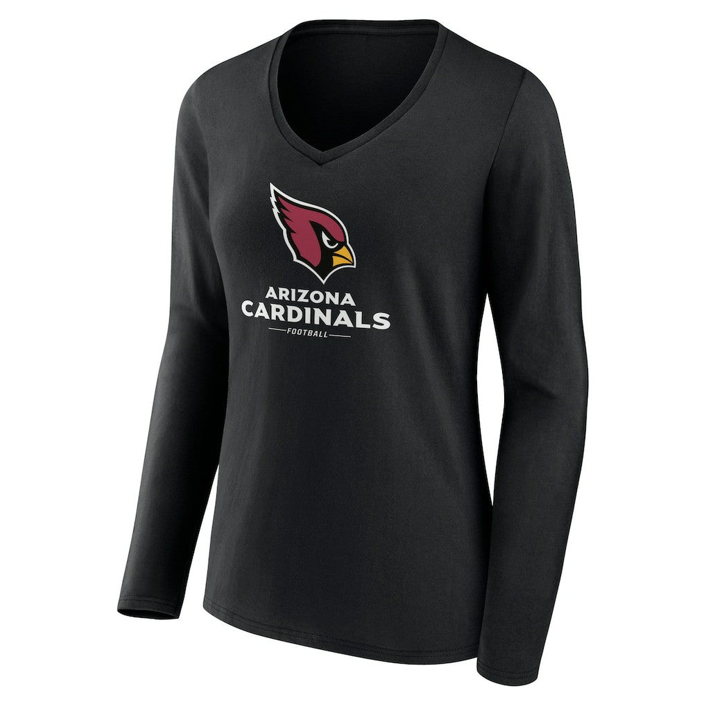 Arizona Cardinals Women's Logo Team Lockup Long Sleeve V-Neck T-Shirt - Black on sale