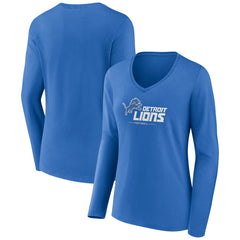Detroit Lions Women's Logo Team Lockup Long Sleeve V-Neck T-Shirt - Blue online