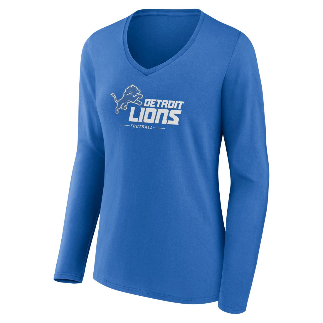 Detroit Lions Women's Logo Team Lockup Long Sleeve V-Neck T-Shirt - Blue online