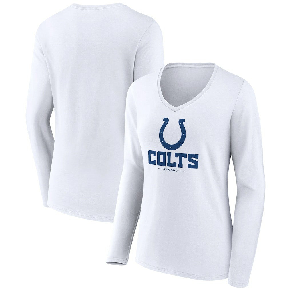 Indianapolis Colts Women's Logo Team Lockup Long Sleeve V-Neck T-Shirt - White sale