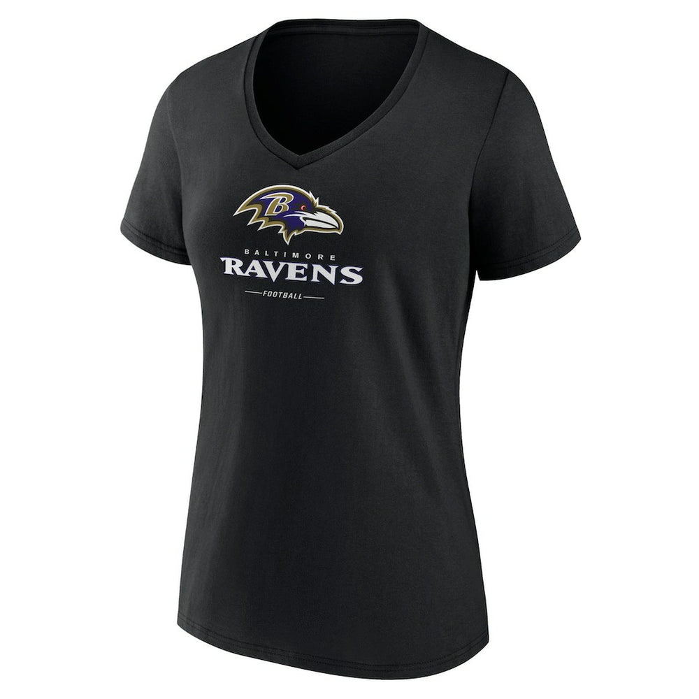 Baltimore Ravens Women's Logo Team Lockup V-Neck T-Shirt - Black for sale