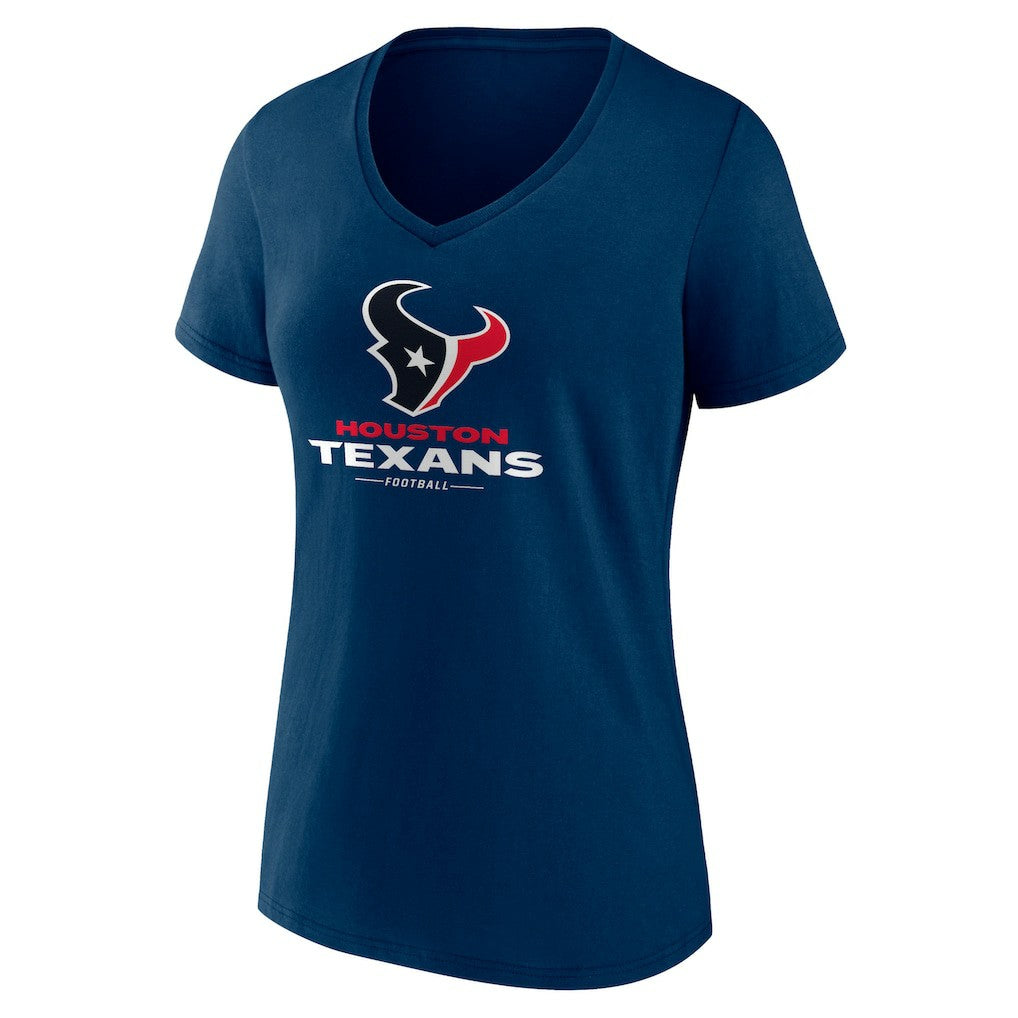 Houston Texans Women's Logo Team Lockup V-Neck T-Shirt - Navy sale