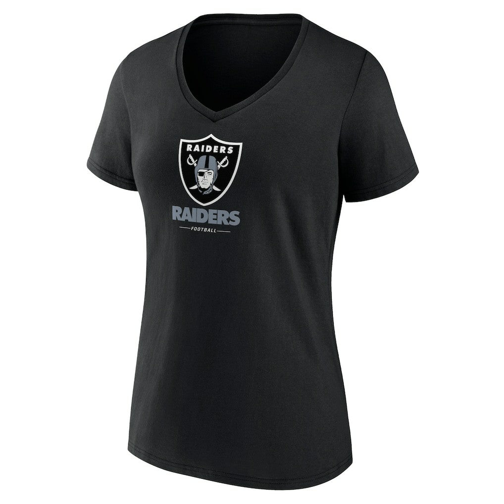 Las Vegas Raiders Women's Logo Team Lockup V-Neck T-Shirt - Black on sale