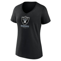 Las Vegas Raiders Women's Logo Team Lockup V-Neck T-Shirt - Black on sale