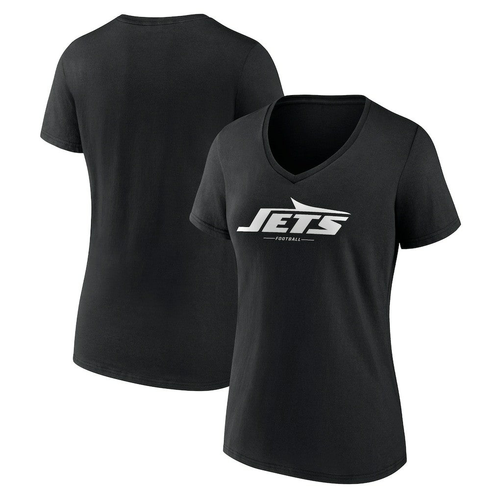 New York Jets Women's Logo Team Lockup V-Neck T-Shirt - Black online