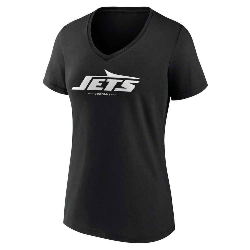 New York Jets Women's Logo Team Lockup V-Neck T-Shirt - Black online