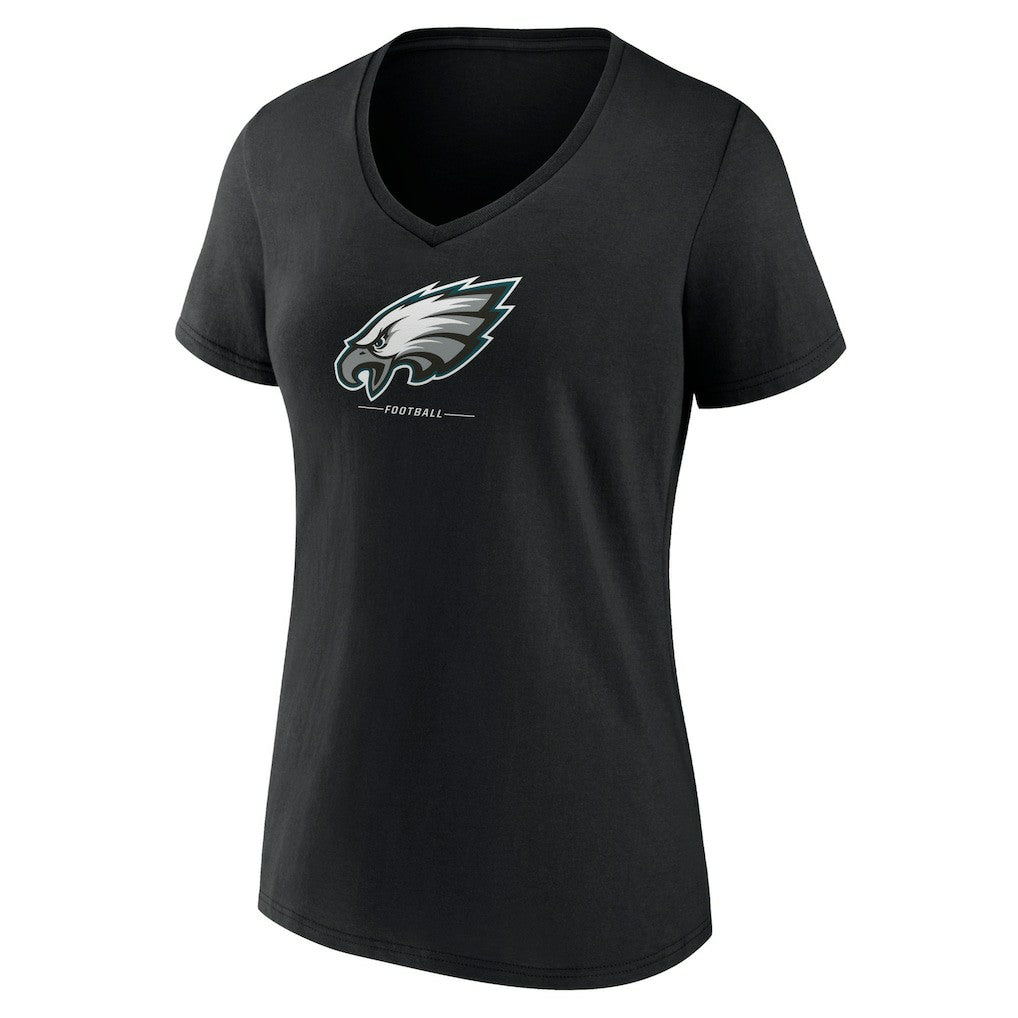 Philadelphia Eagles Women's Logo Team Lockup V-Neck T-Shirt - Black for sale