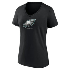 Philadelphia Eagles Women's Logo Team Lockup V-Neck T-Shirt - Black for sale