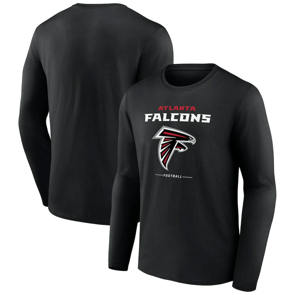 Atlanta Falcons Logo Team Lockup Long Sleeve T-Shirt - Black for sale