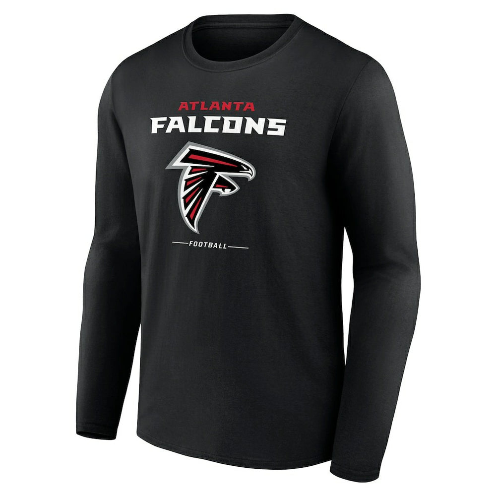 Atlanta Falcons Logo Team Lockup Long Sleeve T-Shirt - Black for sale