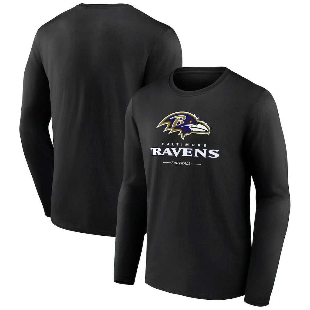 Baltimore Ravens Logo Team Lockup Long Sleeve T-Shirt - Black cheap