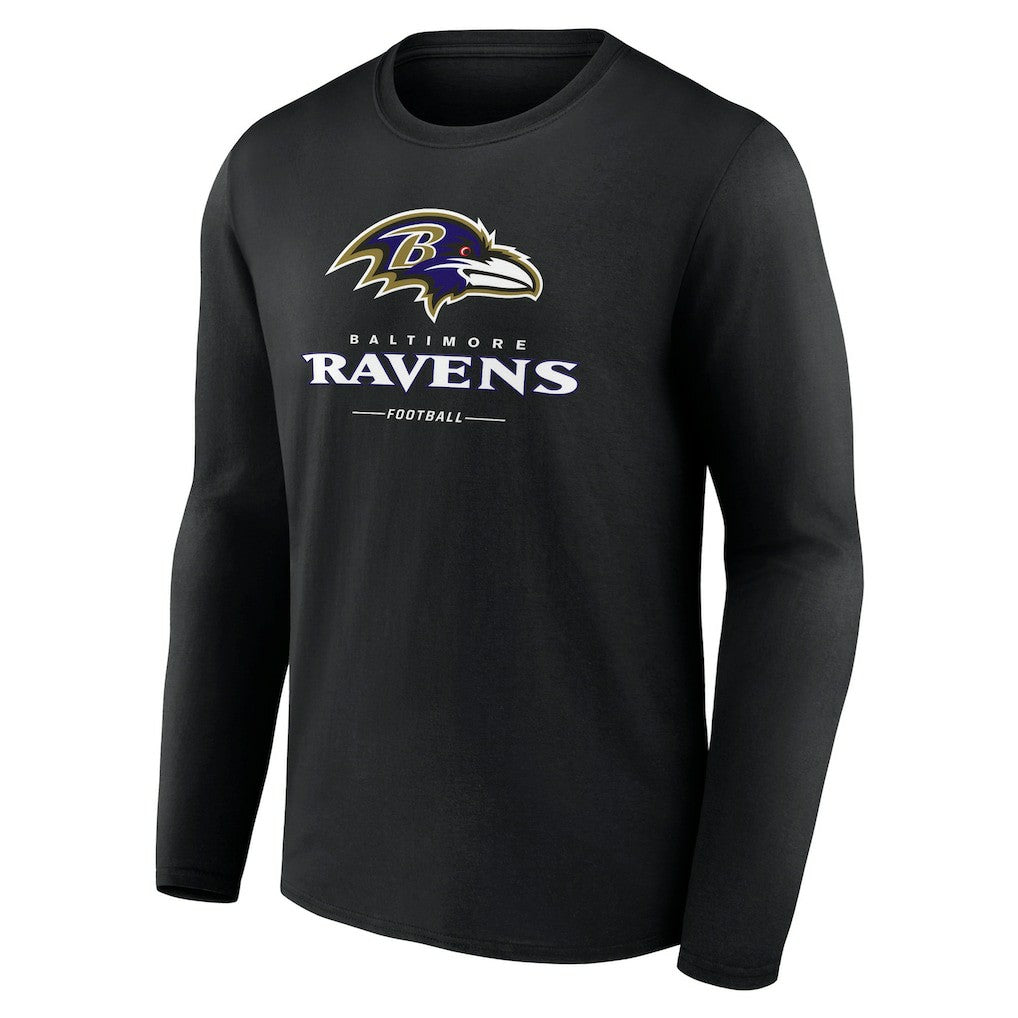 Baltimore Ravens Logo Team Lockup Long Sleeve T-Shirt - Black cheap