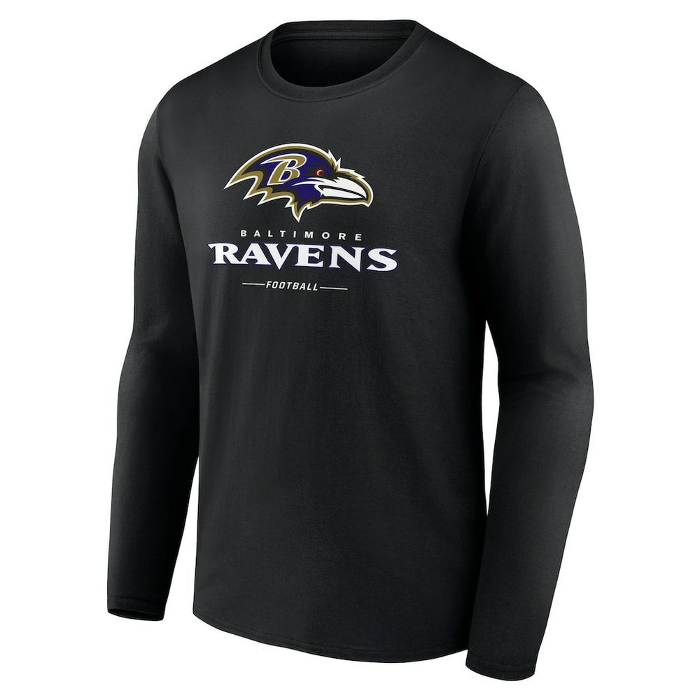 Baltimore Ravens Logo Team Lockup Long Sleeve T-Shirt - Black cheap