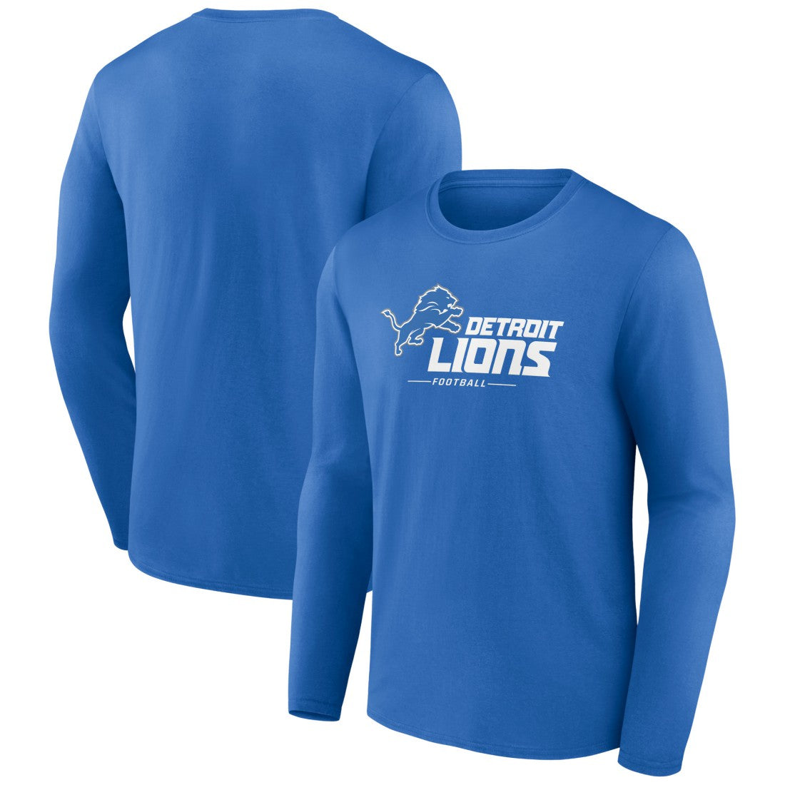Detroit Lions Logo Team Lockup Long Sleeve T-Shirt - Blue on sale