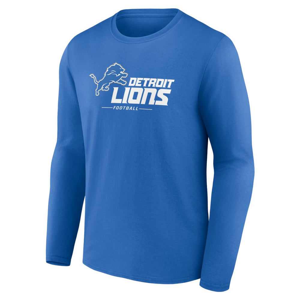 Detroit Lions Logo Team Lockup Long Sleeve T-Shirt - Blue on sale