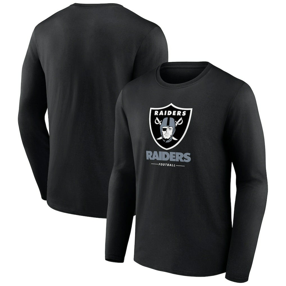 Las Vegas Raiders Logo Team Lockup Long Sleeve T-Shirt - Black on sale