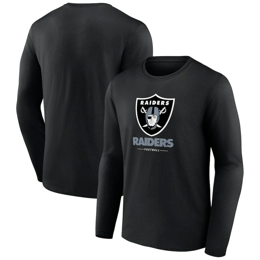 Las Vegas Raiders Logo Team Lockup Long Sleeve T-Shirt - Black on sale