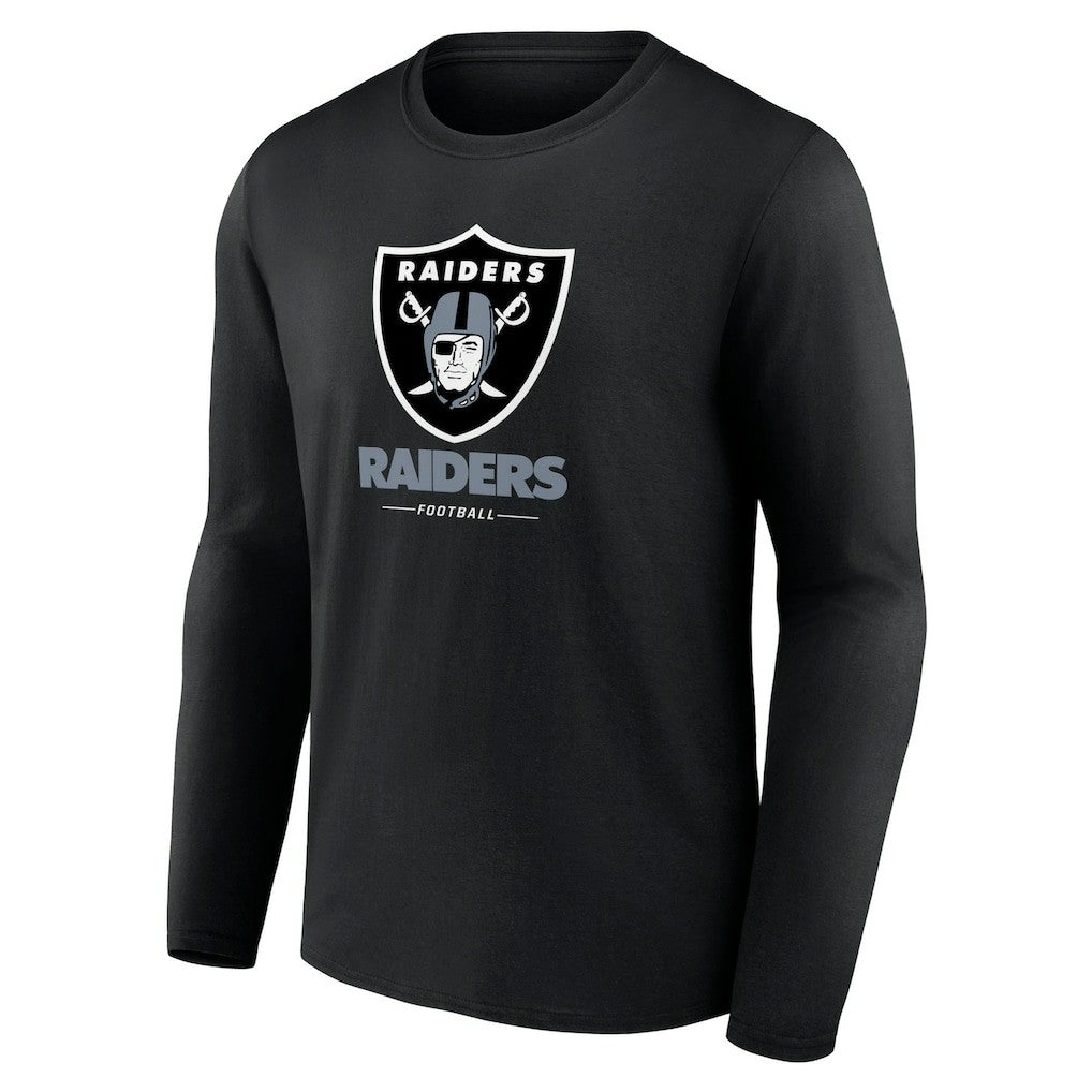 Las Vegas Raiders Logo Team Lockup Long Sleeve T-Shirt - Black on sale