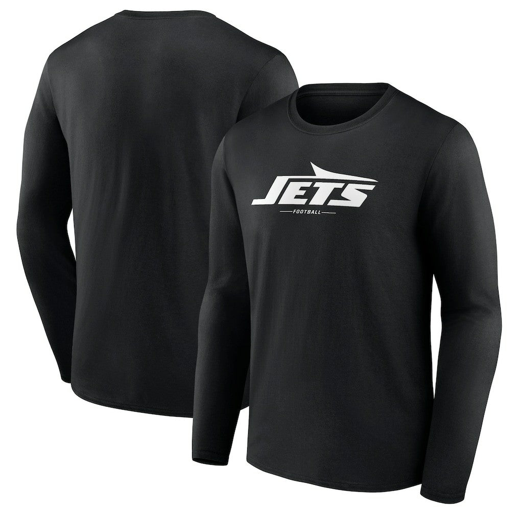 New York Jets Logo Team Lockup Long Sleeve T-Shirt - Black on sale