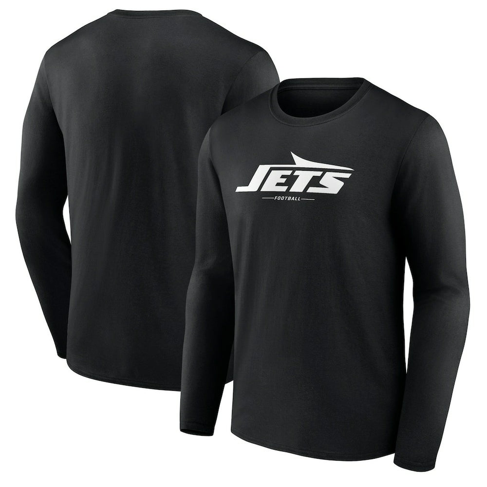 New York Jets Logo Team Lockup Long Sleeve T-Shirt - Black on sale