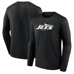 New York Jets Logo Team Lockup Long Sleeve T-Shirt - Black on sale