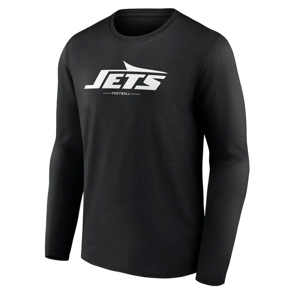 New York Jets Logo Team Lockup Long Sleeve T-Shirt - Black on sale