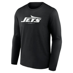 New York Jets Logo Team Lockup Long Sleeve T-Shirt - Black on sale