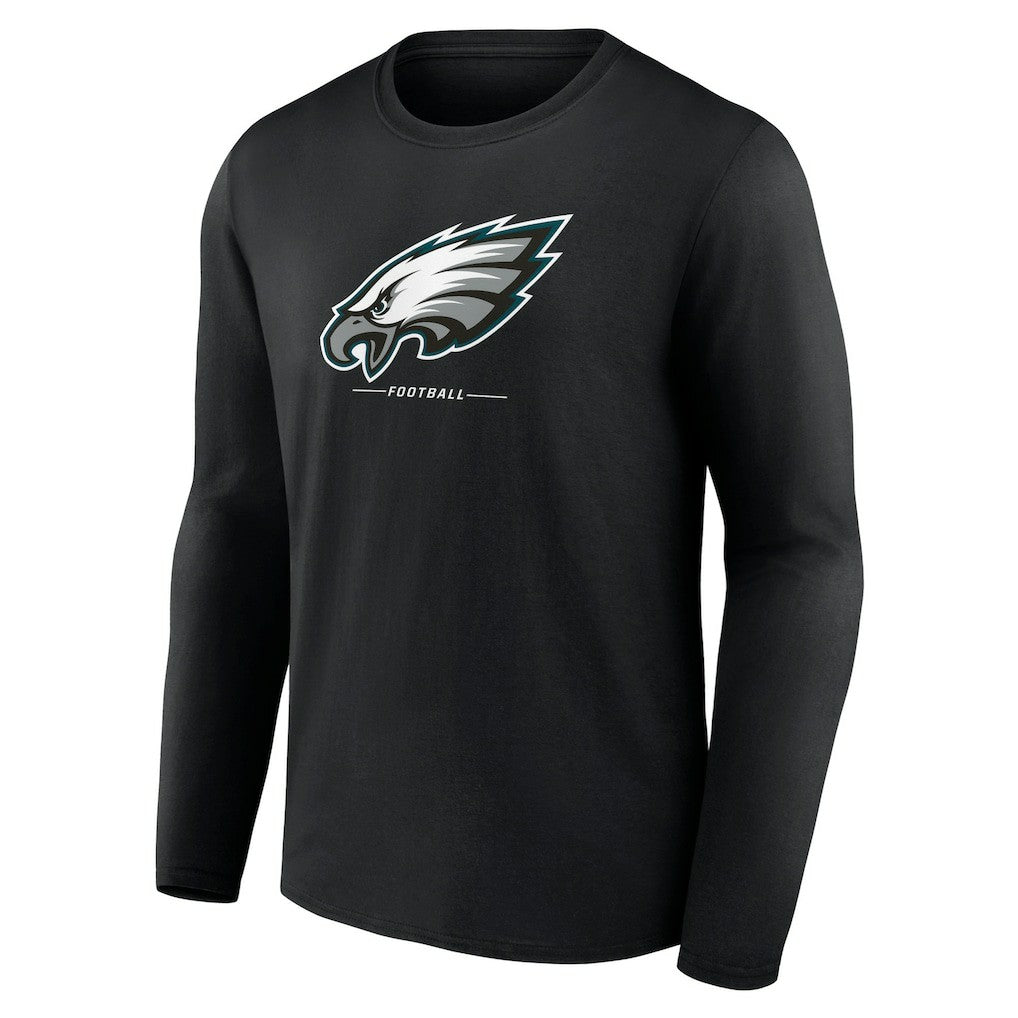 Philadelphia Eagles Logo Team Lockup Long Sleeve T-Shirt - Black on sale