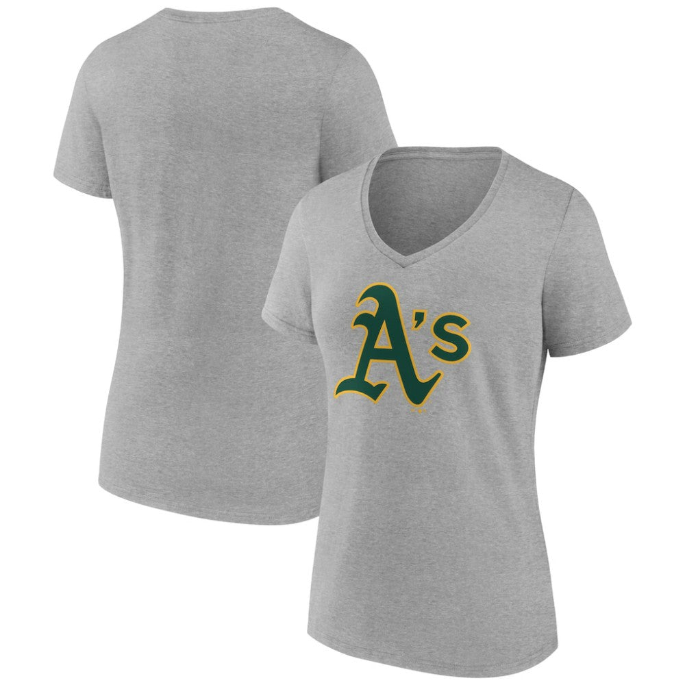 Athletics Women's Official Logo V-Neck T-Shirt - Gray