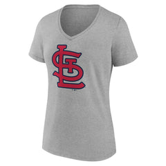 St. Louis Cardinals Women's Official Logo V-Neck T-Shirt - Gray