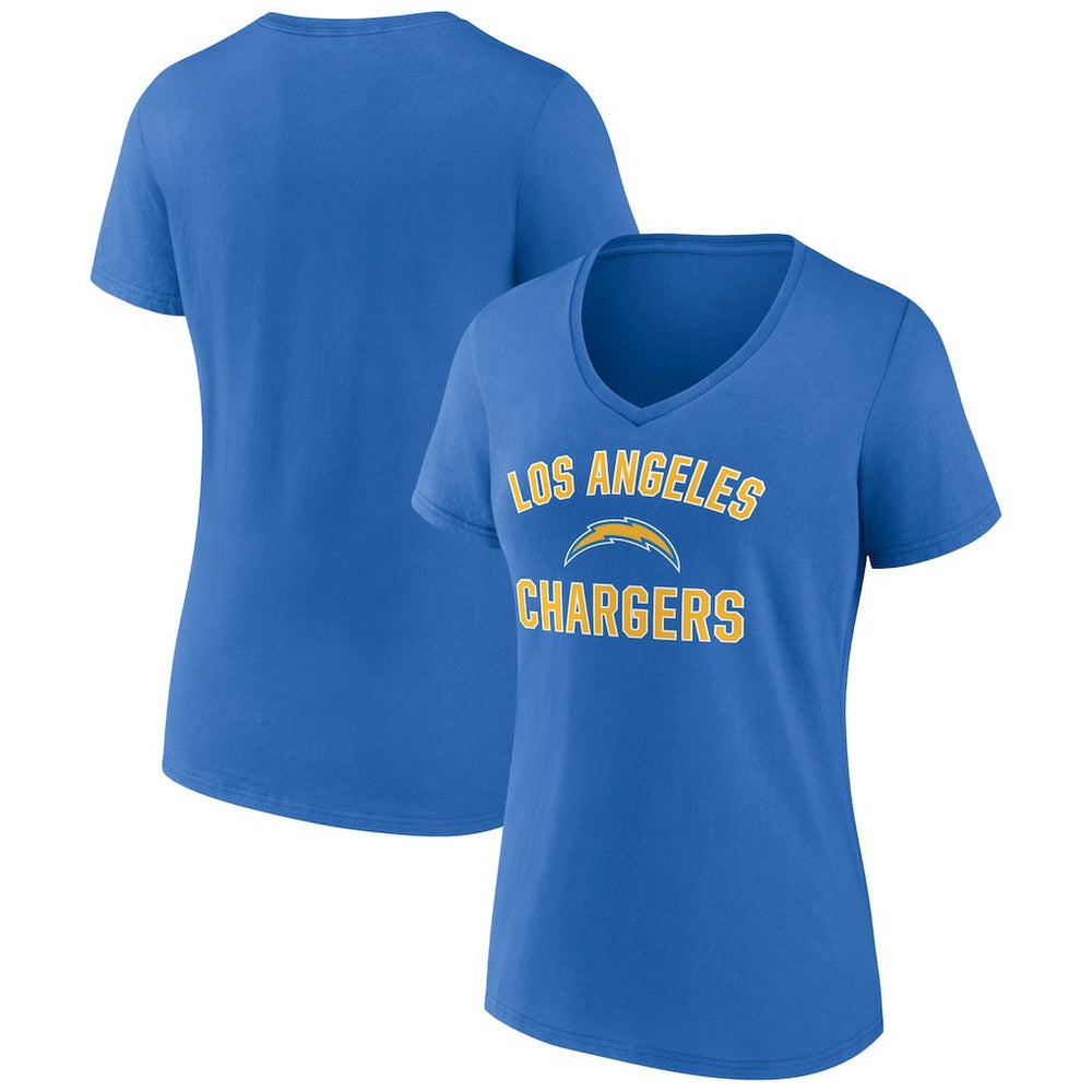 Los Angeles Chargers Women's Victory Arch Team V-Neck T-Shirt - Powder Blue for sale