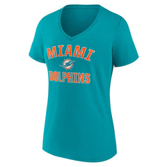 Miami Dolphins Women's Victory Arch Team V-Neck T-Shirt - Aqua outlet